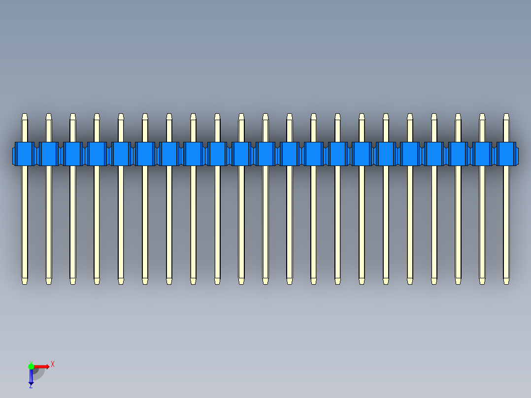 彩色公头100mil（2.54mm）系列-DS1021_blue_3x21p_100mil_Type5_rev1.0俯视图