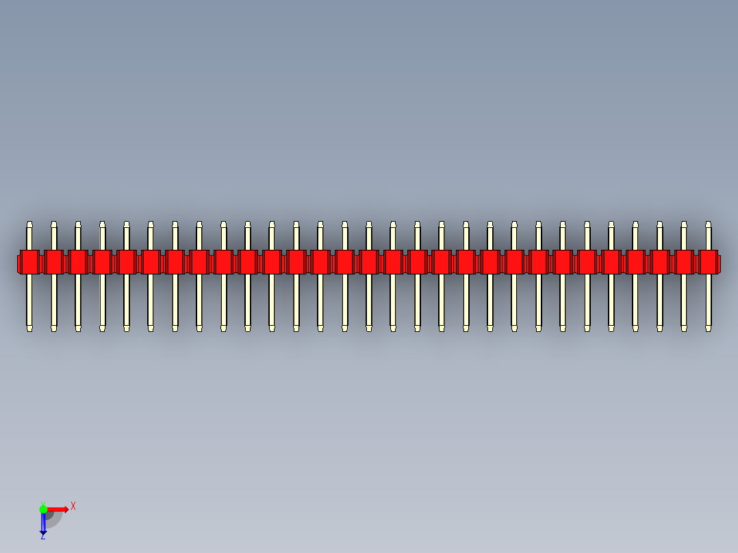 彩色公头100mil（2.54mm）系列-DS1021_red_2x29p_100mil_Type1_rev1.0俯视图