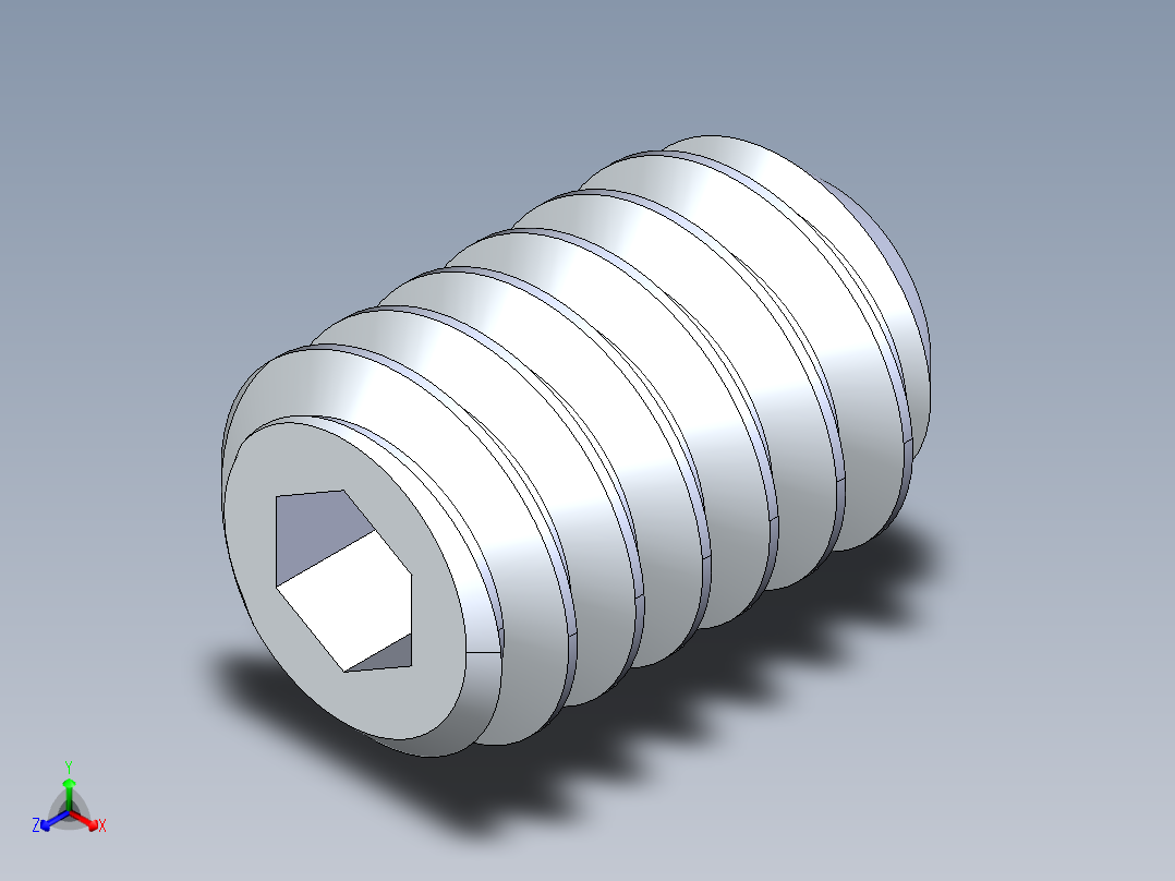 UNC 平头紧定螺钉-UNC SET SCREW 2-58 x 3.18.STEP正等轴测图