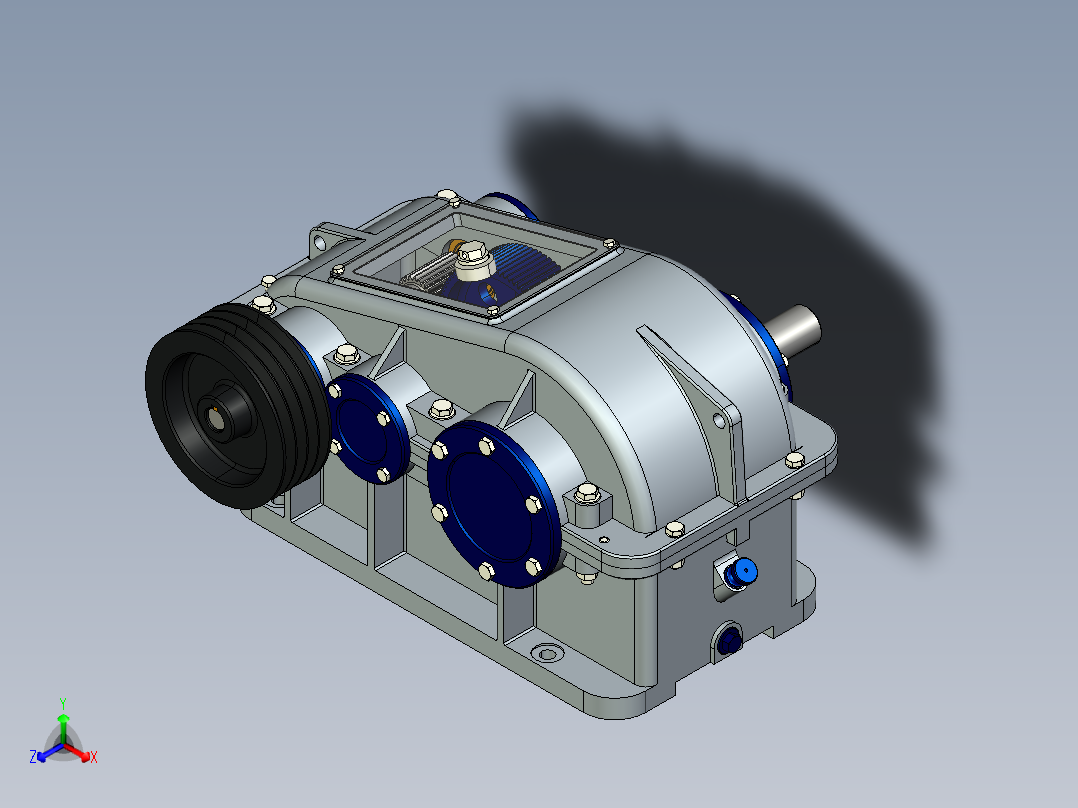 JX628-二级齿轮减速器的设计三维建模和运动仿真视频-Creo正等轴测图