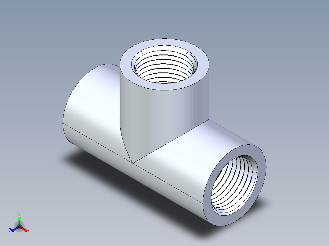 CPVC管件04-Sch80_Tee_FPTxFPTxFPT_9805-005_0.5in正等轴测图