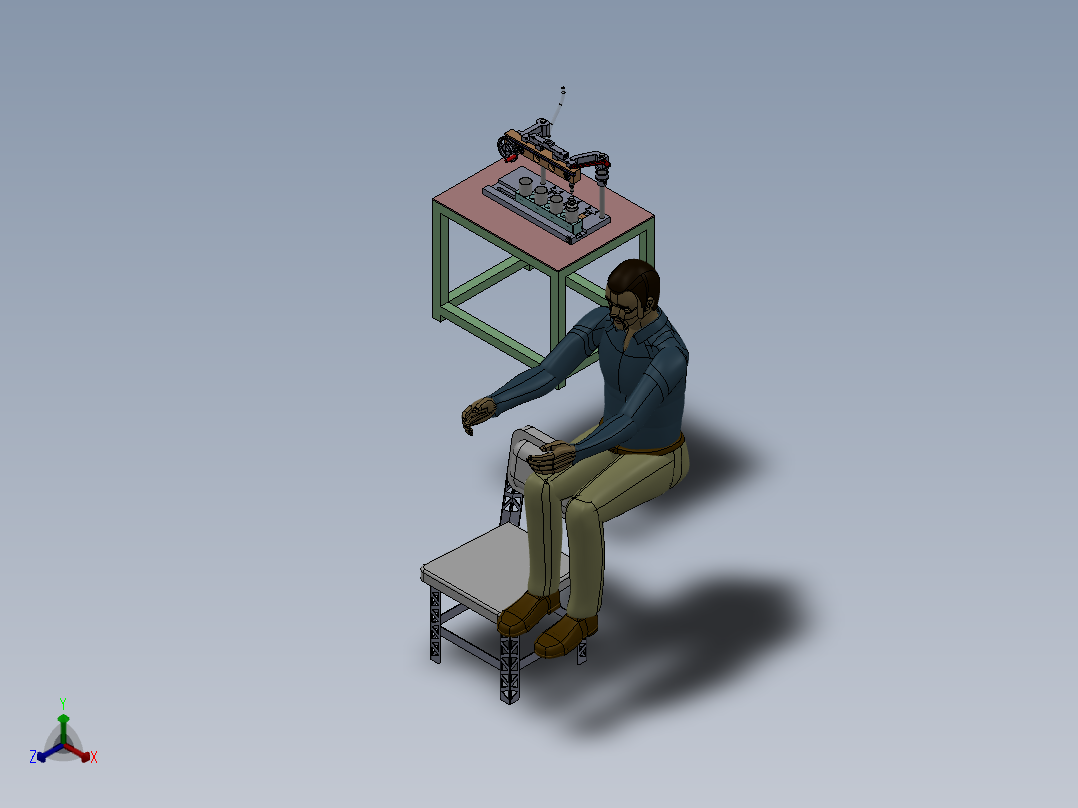 手动瓶装机sw18正等轴测图