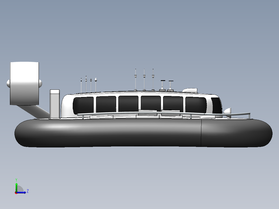 腾空气垫船左视图