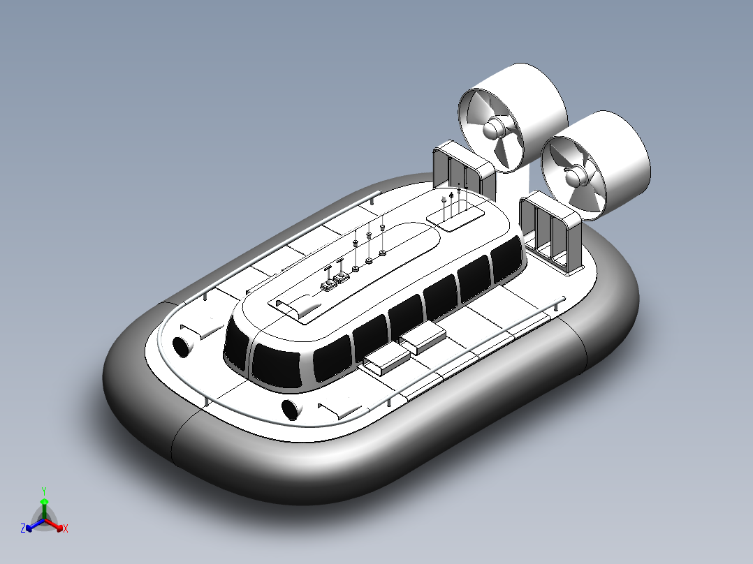 腾空气垫船正等轴测图