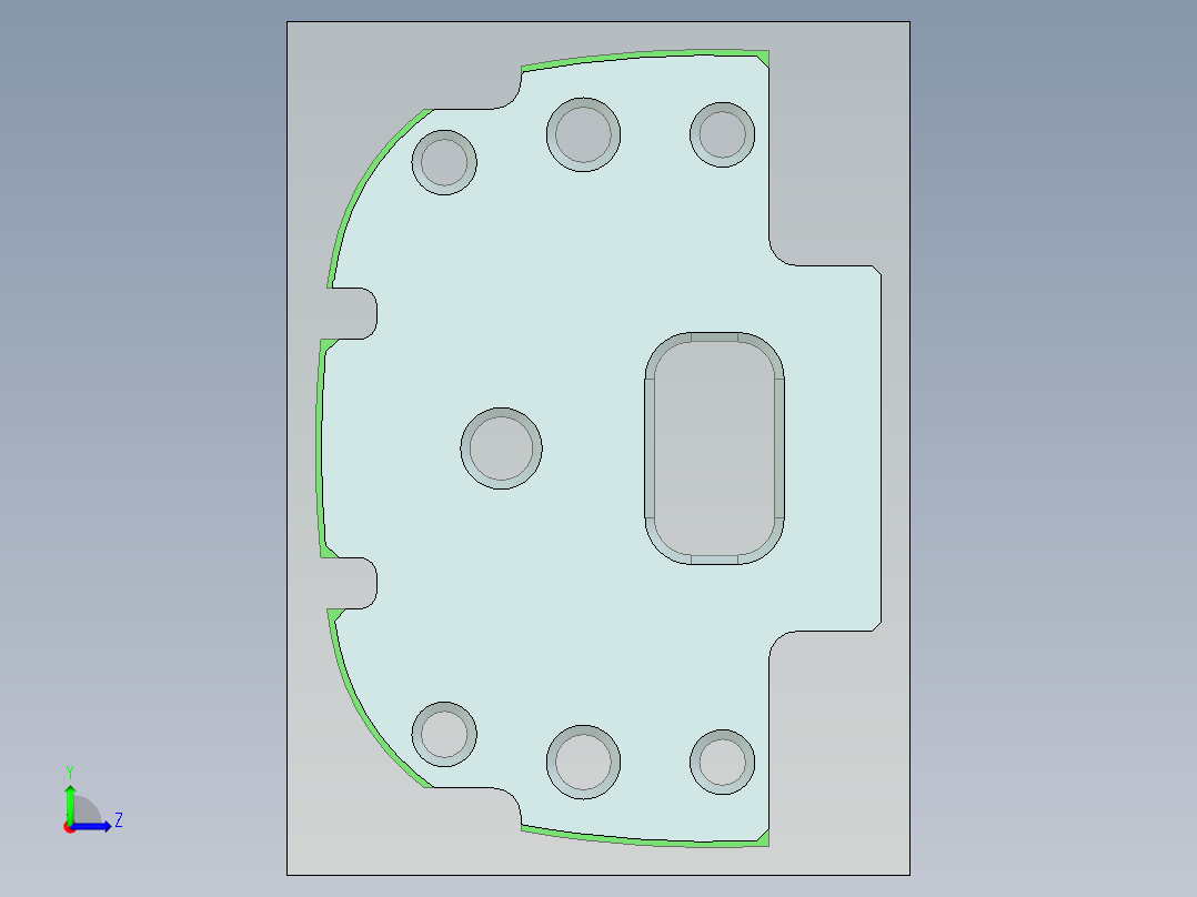 异型垫块铣槽程序模型左视图
