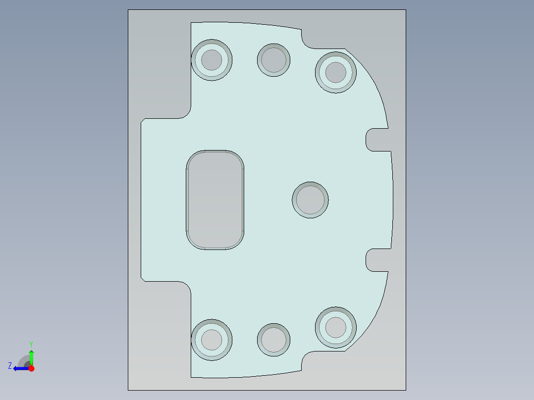 异型垫块铣槽程序模型右视图