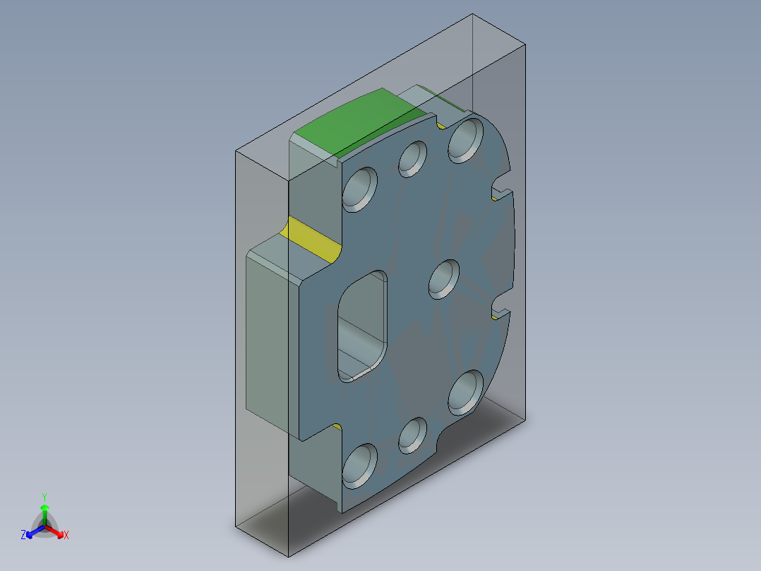 异型垫块铣槽程序模型正等轴测图