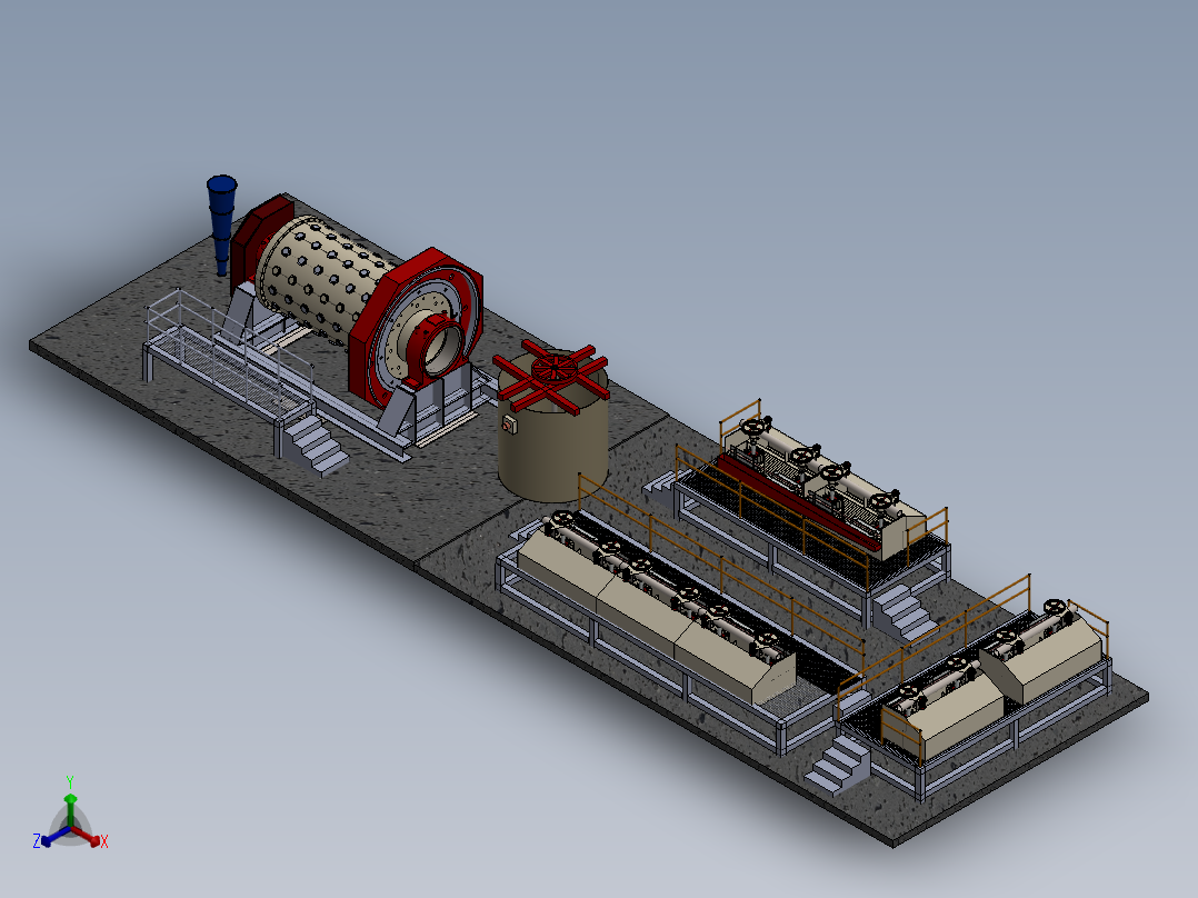 研磨浮选系统正等轴测图