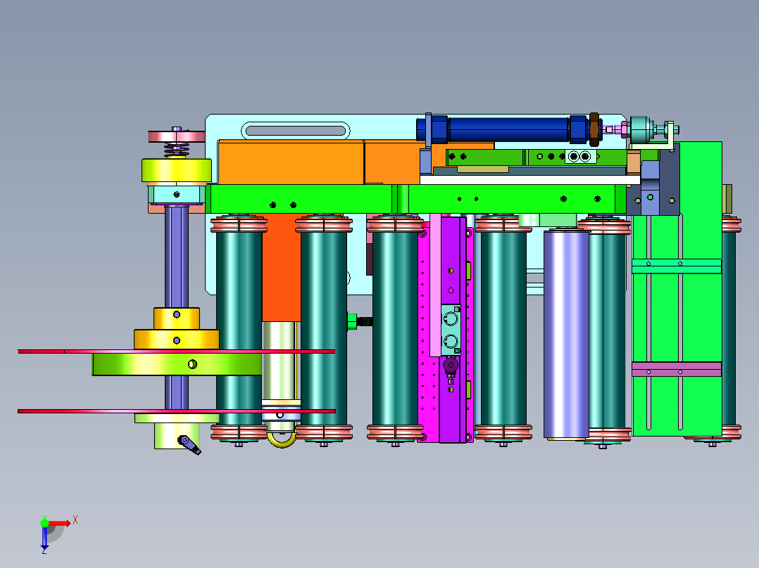 单侧面定位自动贴标机俯视图