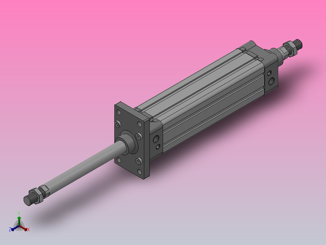 SED双轴复动型气缸SED 50×200-S正等轴测图