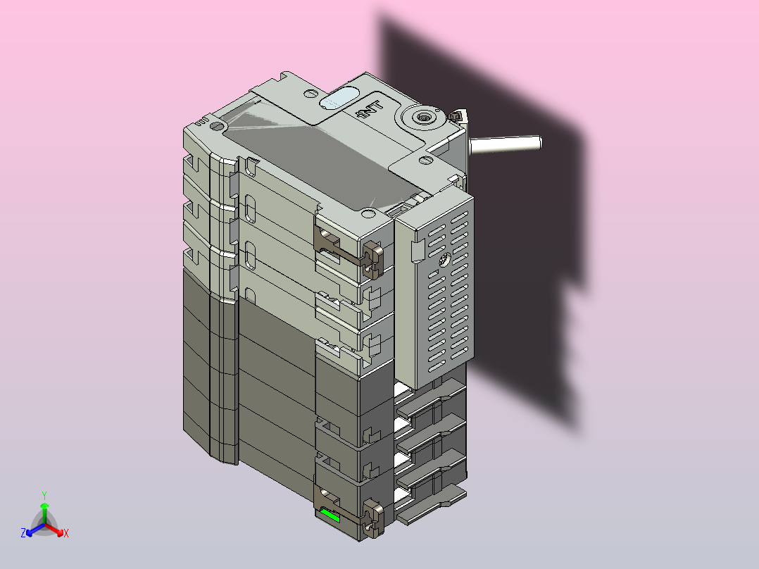 NB5LE-63FB 3P&amp;N剩余电流动作断路器三维模型202409主视图