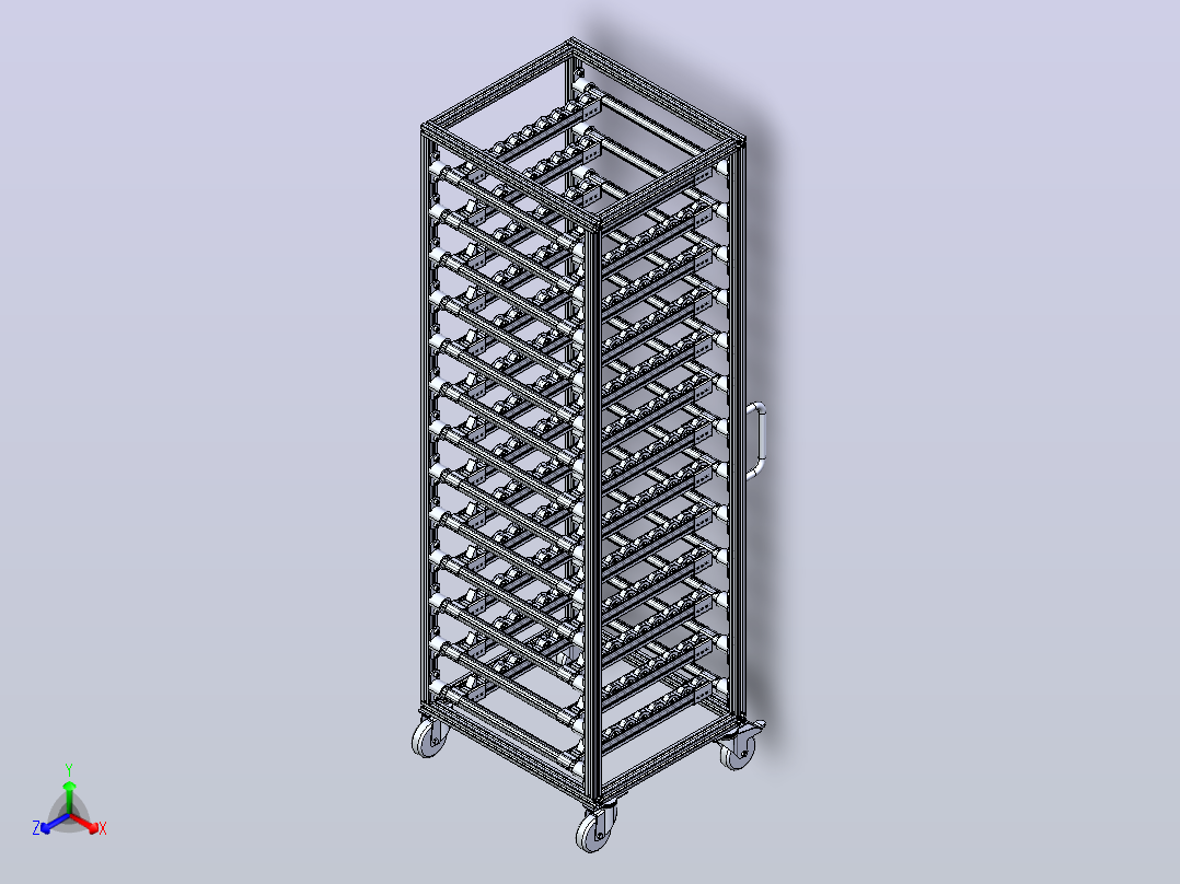多层手推车3D图纸 STEP格式主视图