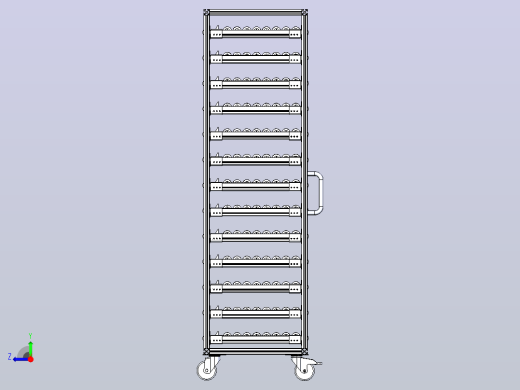 多层手推车3D图纸 STEP格式右视缩略图