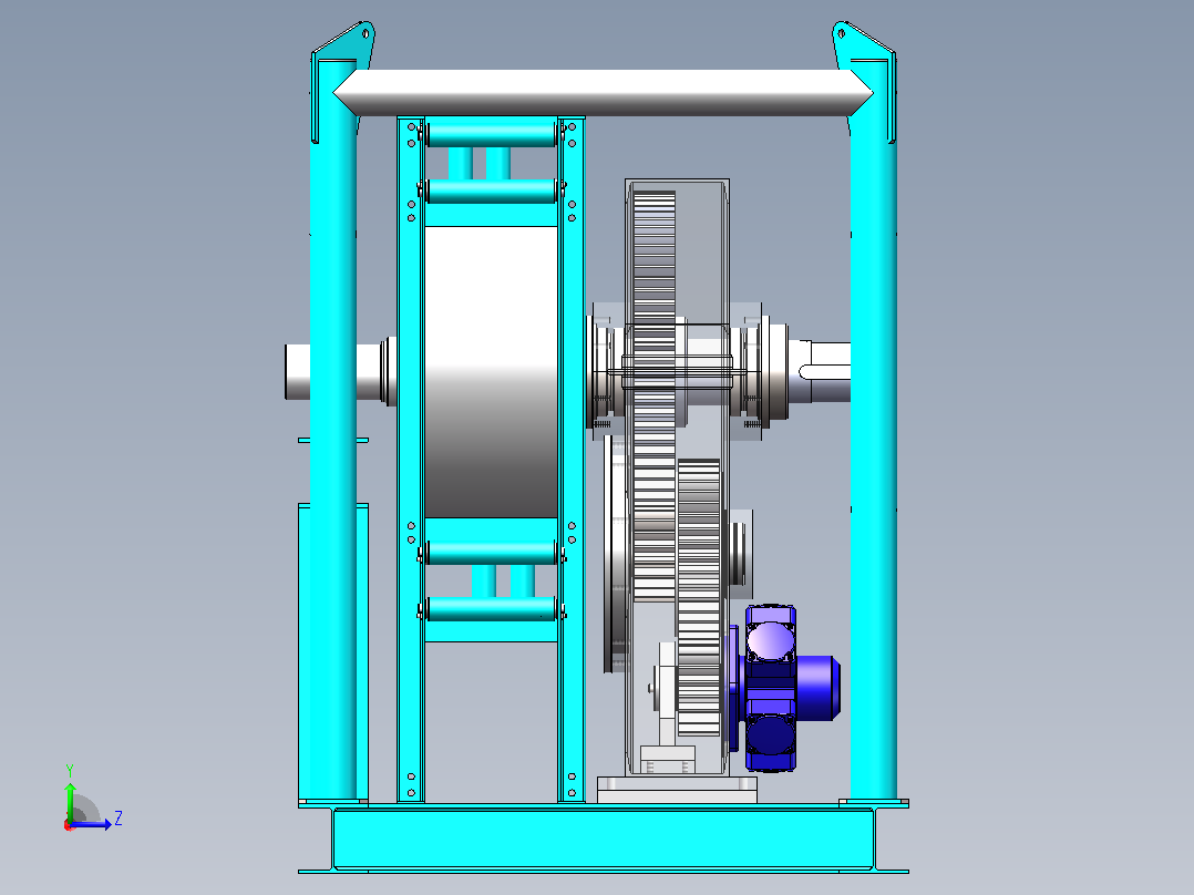 12 吨张力器（拉紧器）3D图纸 Solidworks设计 附X_T左视图