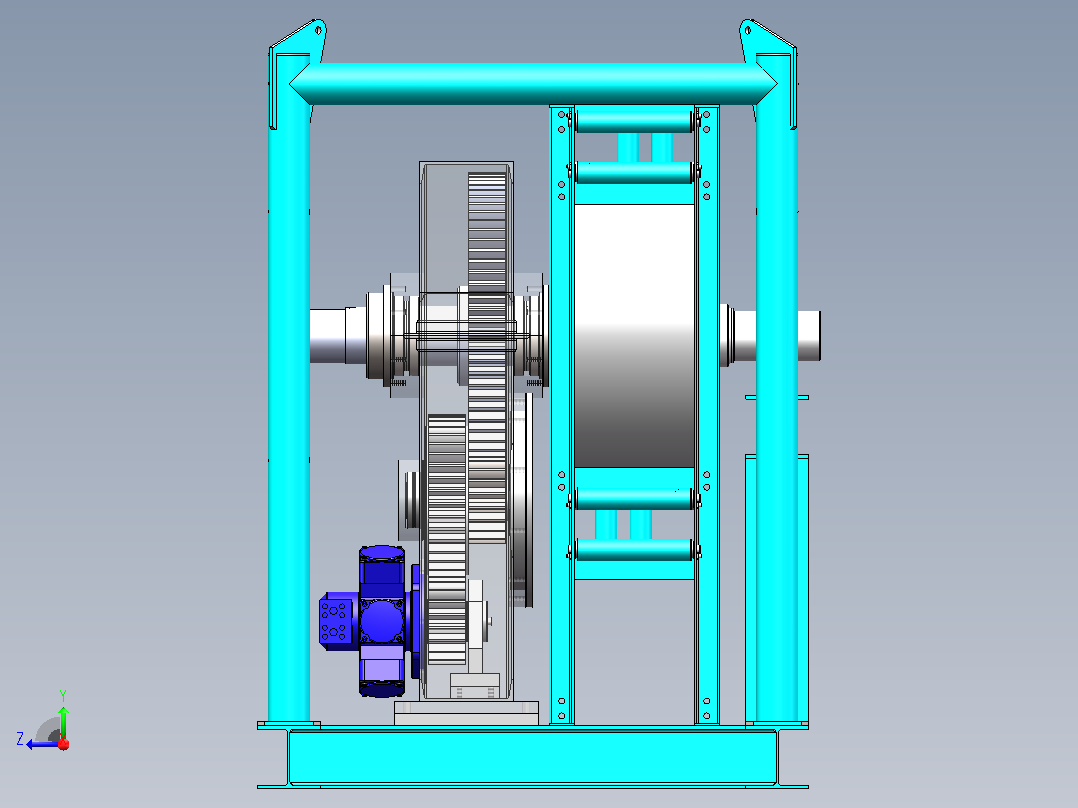 12 吨张力器（拉紧器）3D图纸 Solidworks设计 附X_T右视图