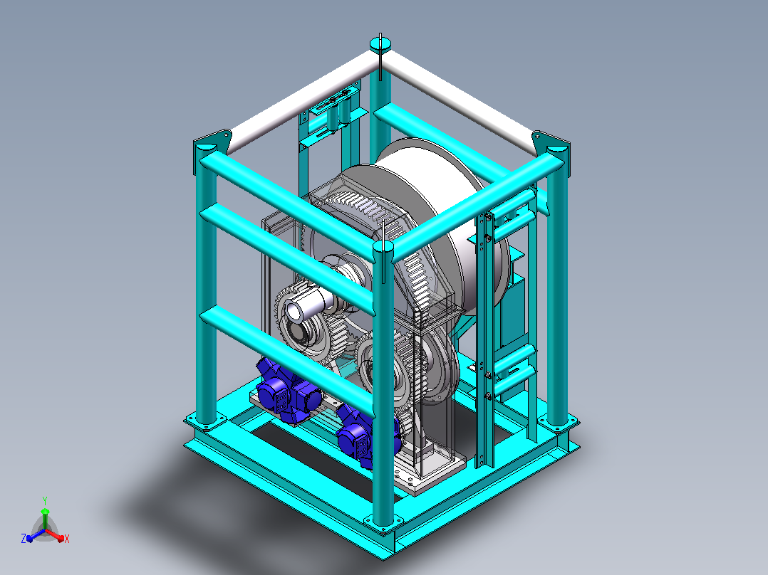 12 吨张力器（拉紧器）3D图纸 Solidworks设计 附X_T正等轴测图