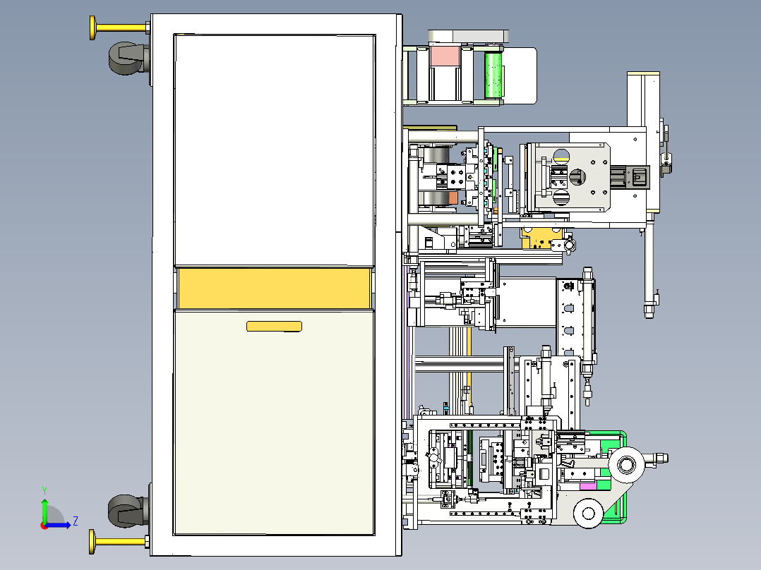 方形锂离子电池贴胶入壳机（锂电芯自动装入铝壳） 左视图