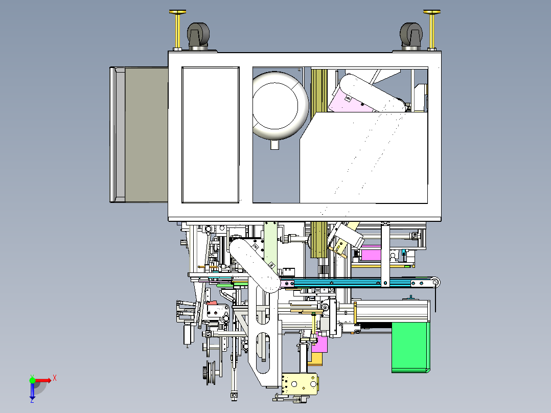 方形锂离子电池贴胶入壳机（锂电芯自动装入铝壳） 俯视图