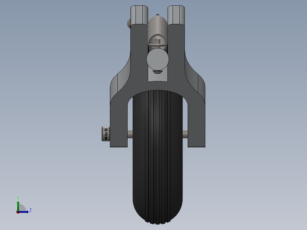 固定翼无人机用带轮可伸缩起落架左视图