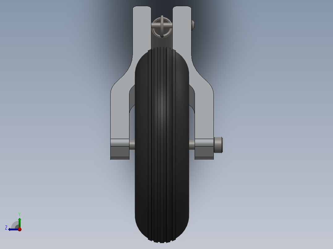 固定翼无人机用带轮可伸缩起落架右视图