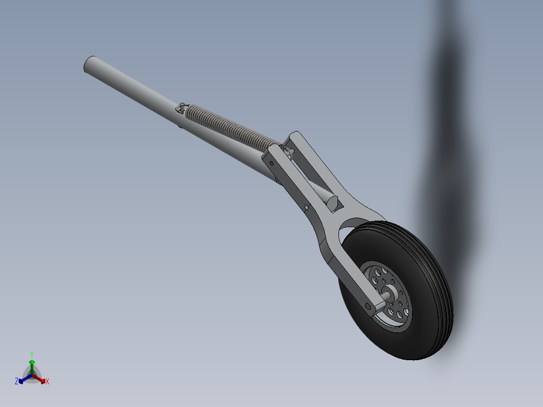 固定翼无人机用带轮可伸缩起落架正等轴测图