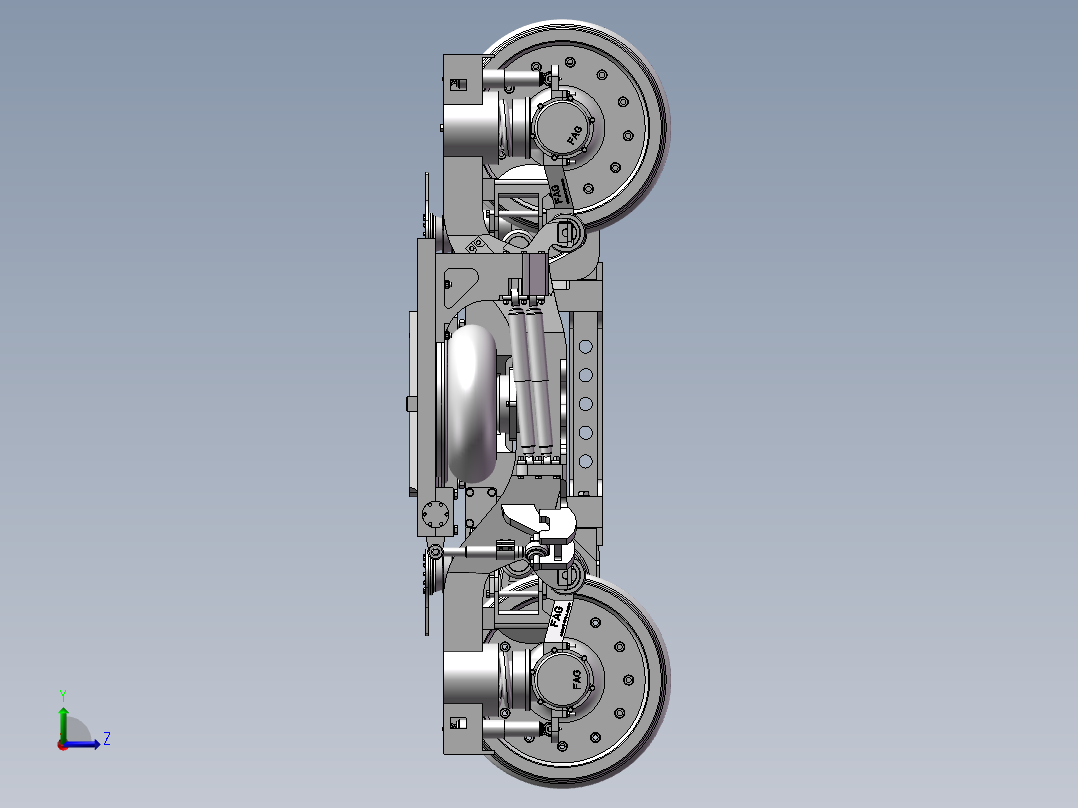 高速动车组动力转向架3D图纸 三维 设计左视图