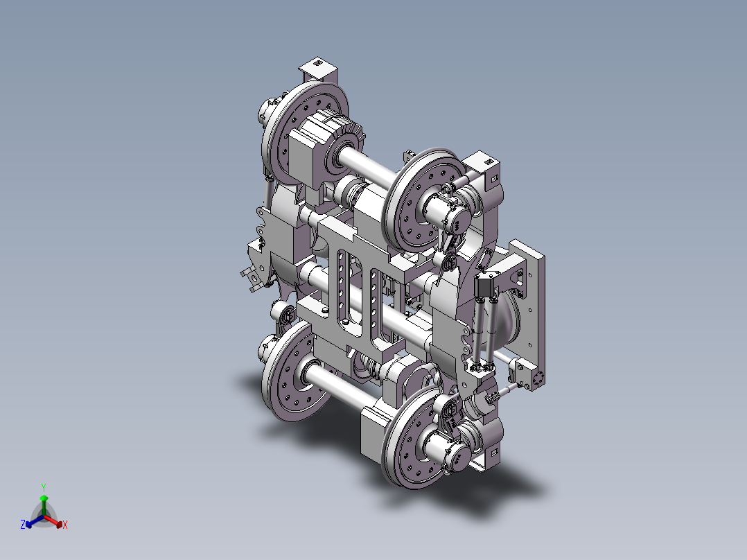 高速动车组动力转向架3D图纸 三维 设计正等轴测图