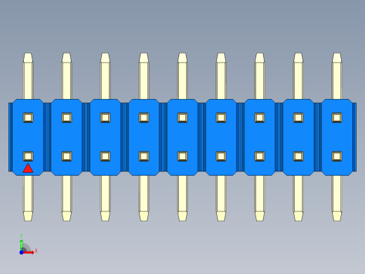 彩色公排针 100mil 2.54mm 系列-DS1022_blue_18p_100mil_TypeSMT_rev1.0前视缩略图