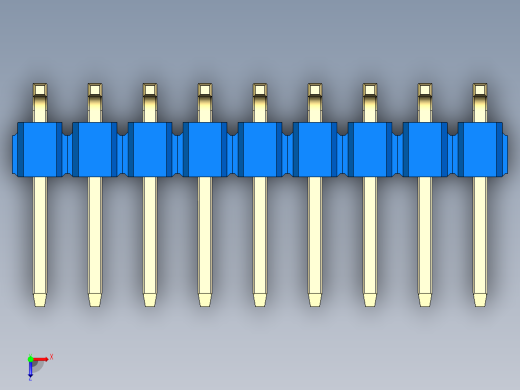 彩色公排针 100mil 2.54mm 系列-DS1022_blue_18p_100mil_TypeSMT_rev1.0俯视缩略图
