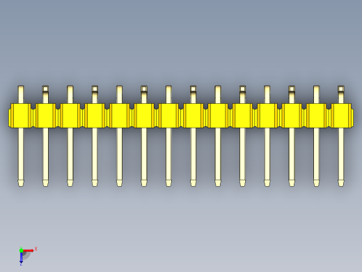 彩色公排针 100mil 2.54mm 系列-DS1022_yellow_14p_100mil_Type_SMT_R2_rev1.0俯视缩略图