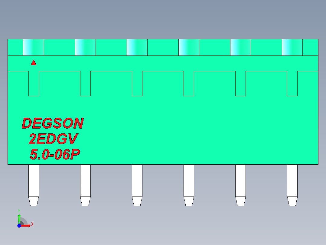 DEGSON 2EDG 系列 5.0mm 可插拔接线端子组-2EDGV-5.0-06P-14-00AH前视图