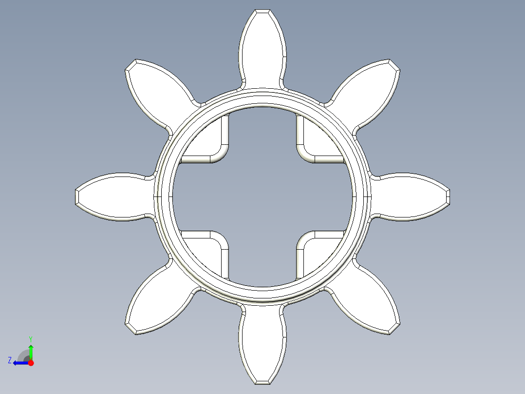 3647 White Technic Gear 8 Tooth.STEP右视图