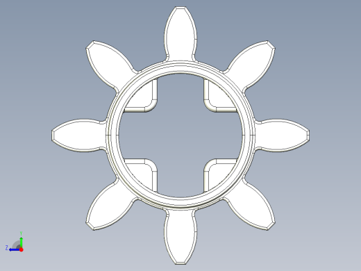 3647 White Technic Gear 8 Tooth.STEP右视缩略图