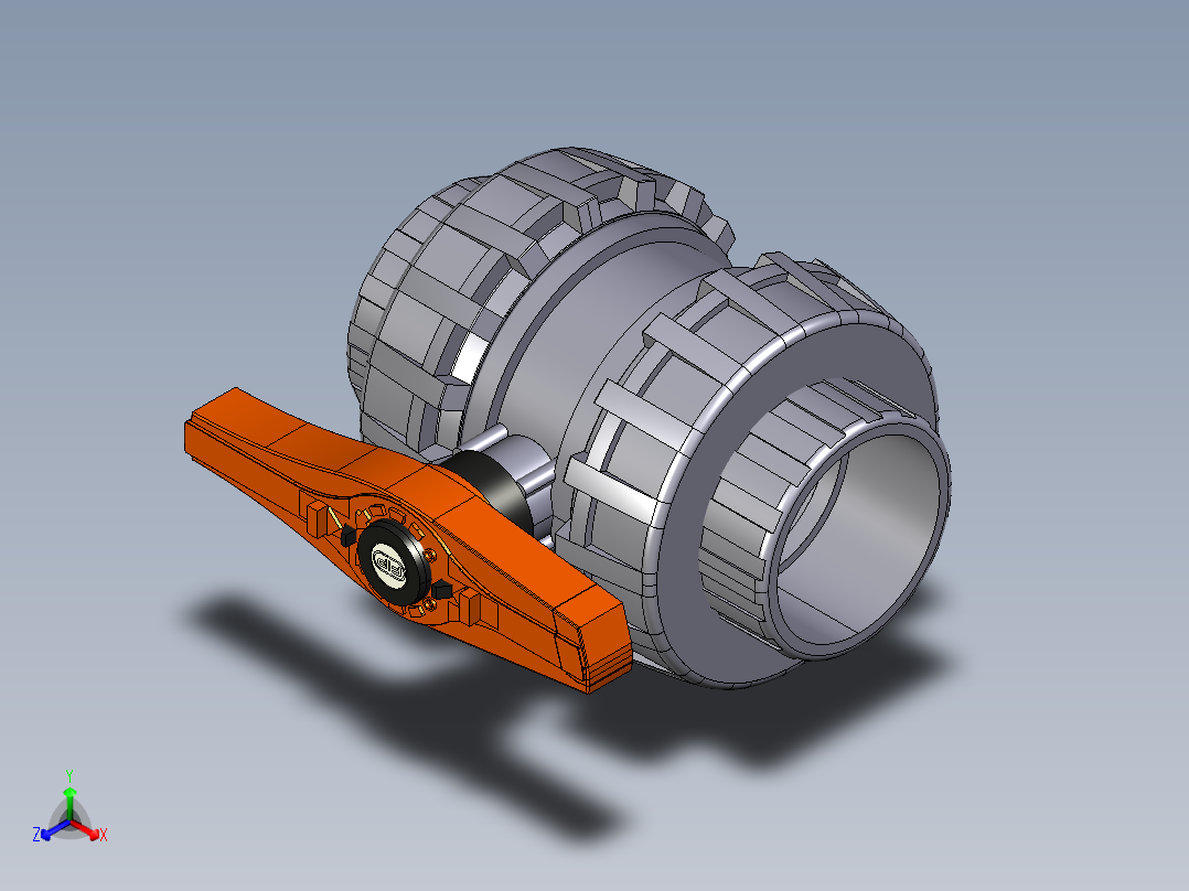 1VXEIC EasyFit双向球阀母端溶剂焊接，公制系列正等轴测图