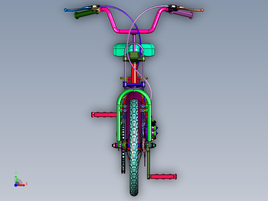 中大孩碟刹减震脚踏车前视图