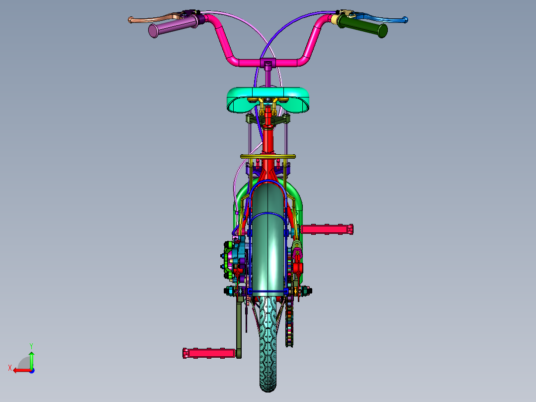 中大孩碟刹减震脚踏车后视图