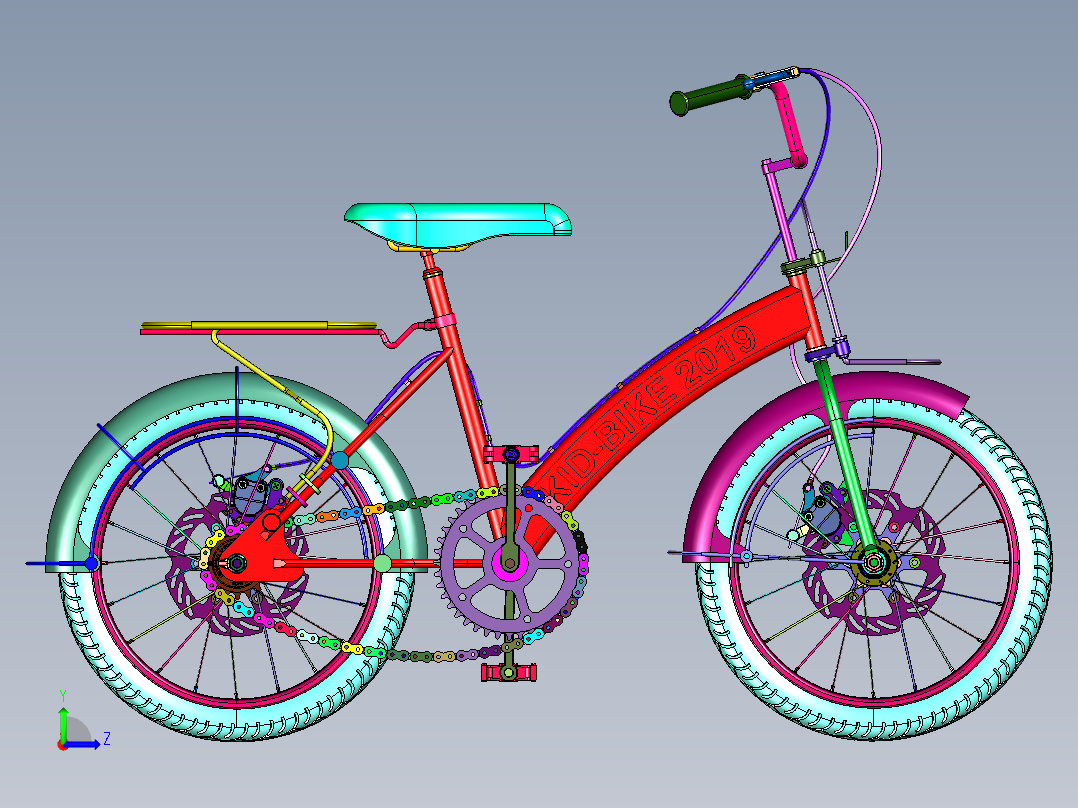 中大孩碟刹减震脚踏车左视图