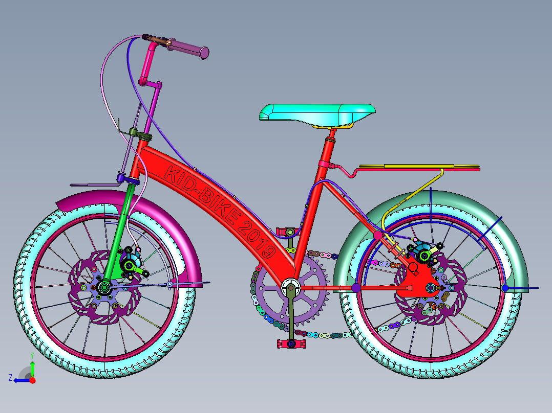 中大孩碟刹减震脚踏车右视图