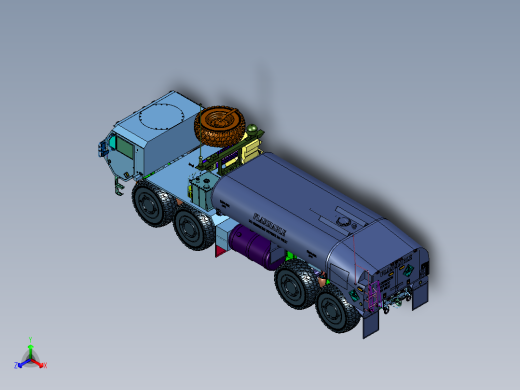 重型扩展机动油罐卡车正等轴测缩略图