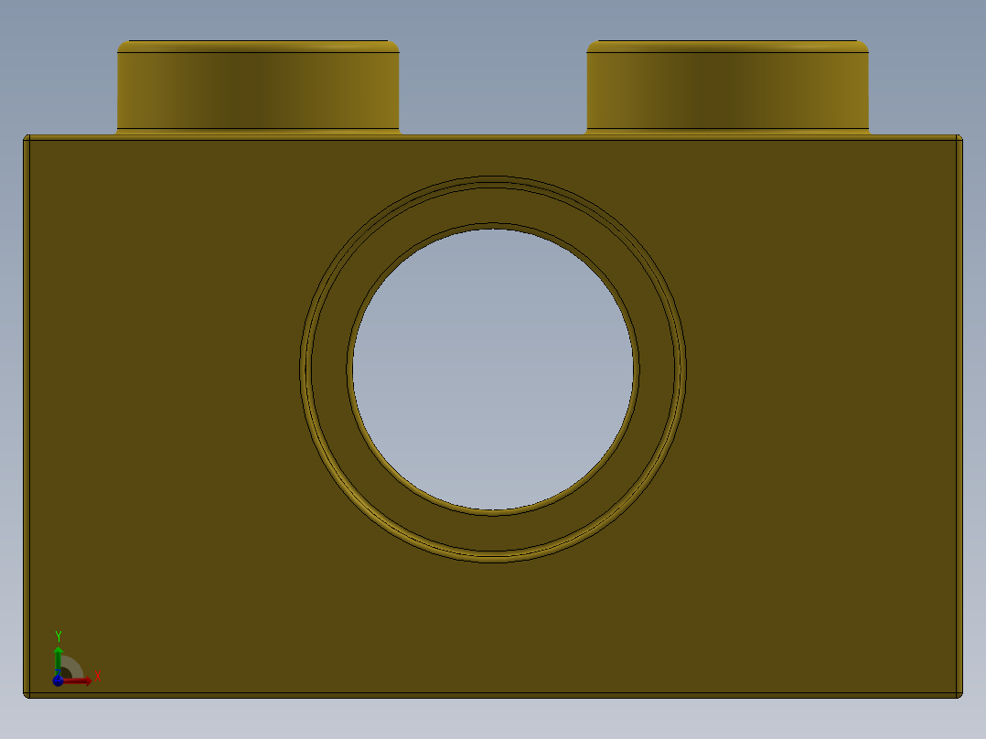 乐高机械组积木（横梁）-370024 Bright Yellow Technic Brick 1 x 2 with Hole前视图