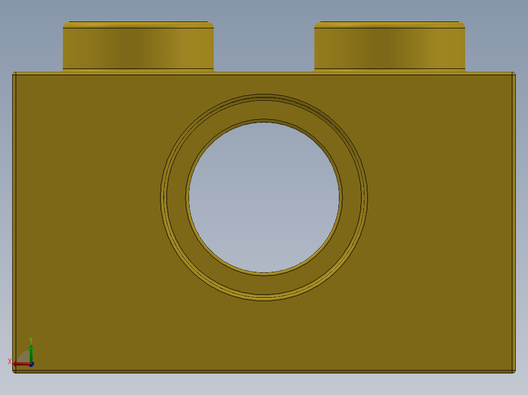 乐高机械组积木（横梁）-370024 Bright Yellow Technic Brick 1 x 2 with Hole后视图