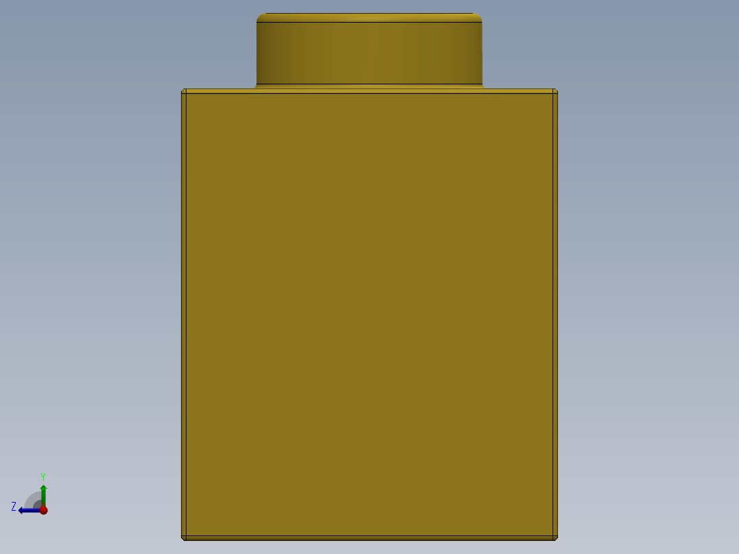 乐高机械组积木（横梁）-370024 Bright Yellow Technic Brick 1 x 2 with Hole右视图