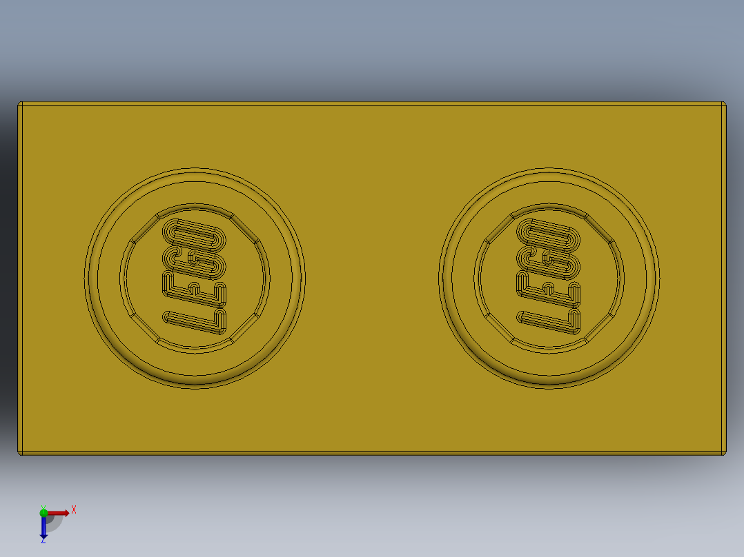 乐高机械组积木（横梁）-370024 Bright Yellow Technic Brick 1 x 2 with Hole俯视图