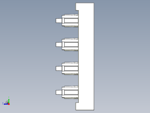 三板模前模斜顶后模斜顶模具图右视缩略图