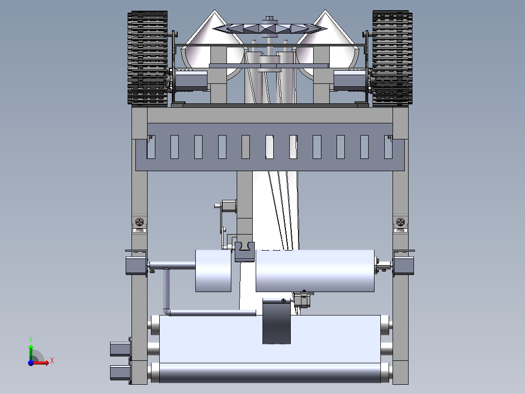 履带自行走韭菜收割打捆机前视图