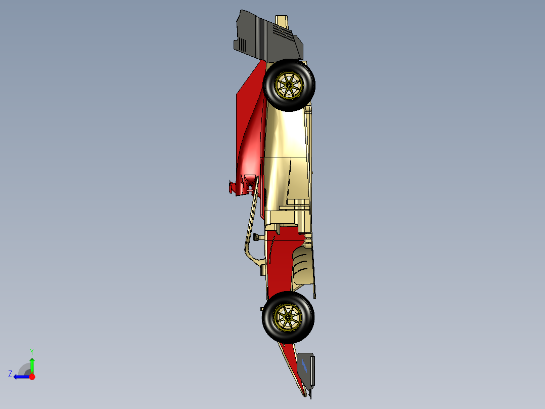 F1 汽车 CAD 概念右视图