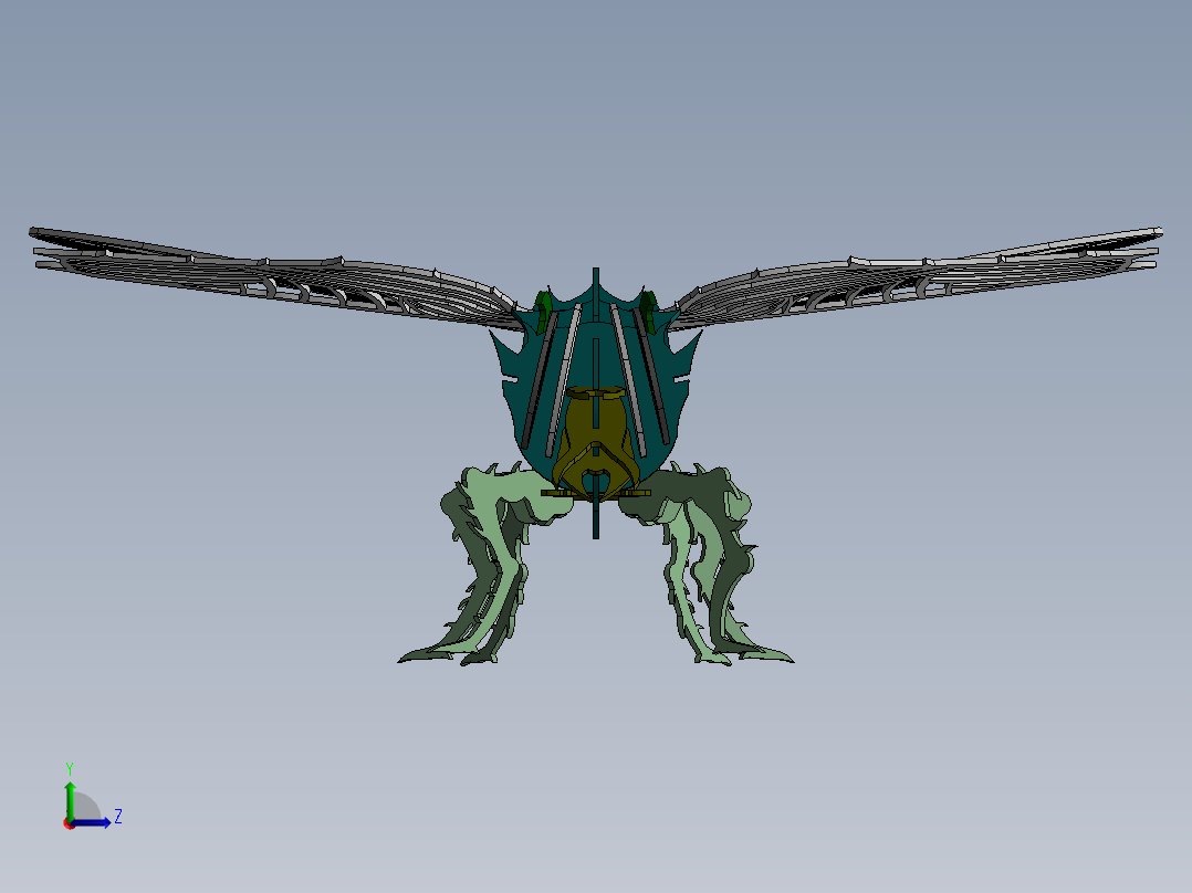 蜻蜓钣金拼图 3D模型SolidWorks三维设计图前视图