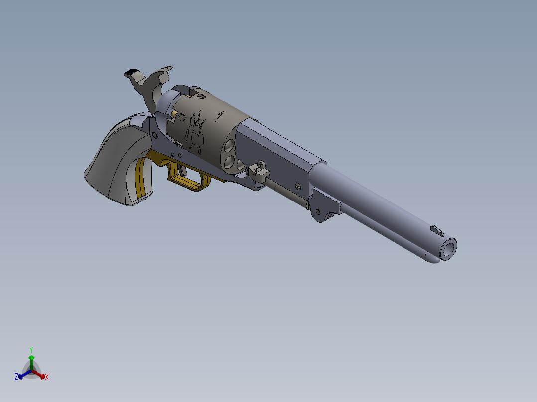 1847年的柯尔特·沃克手枪正等轴测图