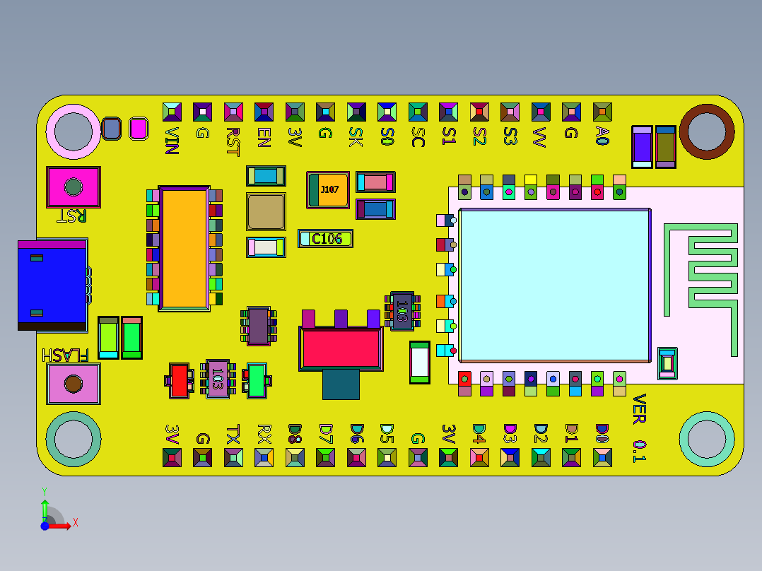 智能WiFi模块ESP8266前视图