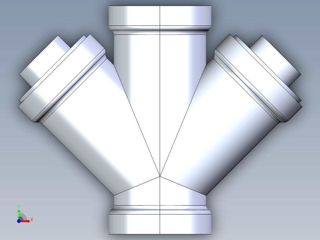 船舶管路系统S8_SeaDrainPLUS_DoubleReducingWye-SxSxSxS_37E263534_4x4x2x2in Sea Drain Plus - Double ReducingWye - SxSxSxS前视图